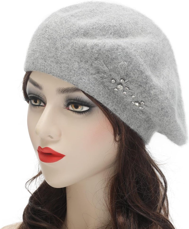 ZLYC Womens French Beret hat, Reversible Solid Color Mosaic Warm Beret Cap for Girls - Image 2